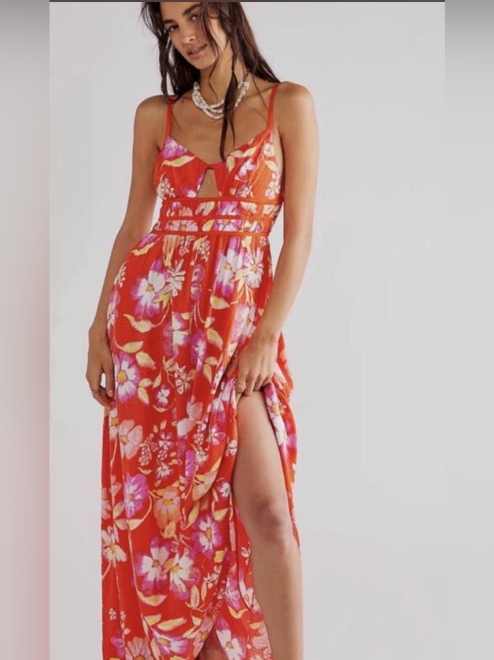 Free People Red Floral Maxi Dress